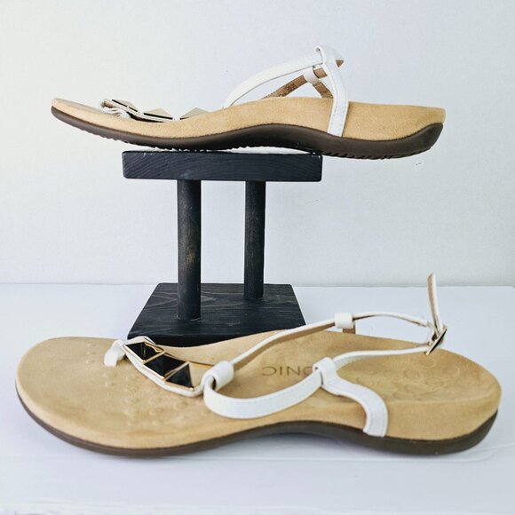 Vionic White Gold Orthaheel Rest NALA Embellished Flat Sandals 11W - Picture 3 of 8